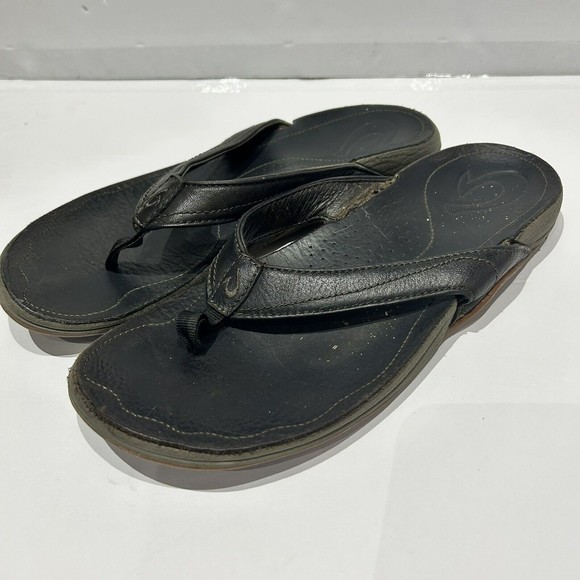 OluKai Black‎ Woman’s Shoes Flip Flops SZ 8 - Picture 3 of 4